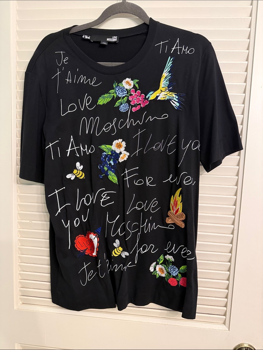 Love Moschino Embroidered Love T-Shirt Dress USA 10 - Picture 2 of 6